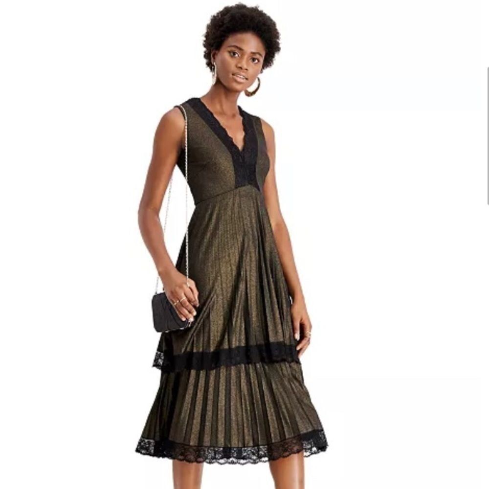 Taylor Lace-Trim Tiered Copper Dress women’s size 12